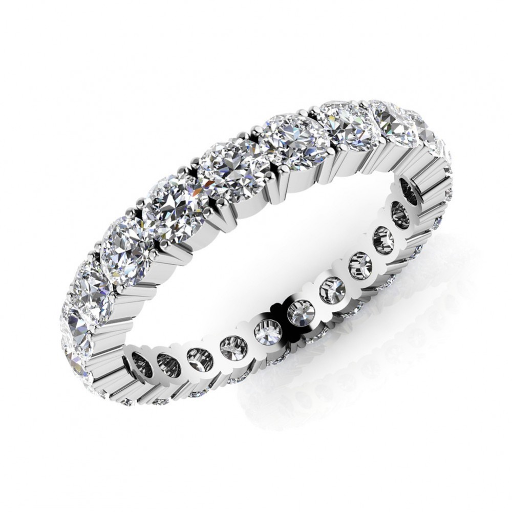 3.25 ct Ladies   Round Cut Diamond Eternity Wedding Band Ring (Color G Clarity SI-1) in 14 Kt White Gold