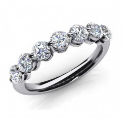 0.80 ct Ladies Round Cut Diamond Eternity Wedding Band Ring (Color G Clarity SI-1) in 14 Kt White Gold
