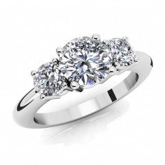1.75  ct Ladies Round Cut 3 Stone Diamond Ring (Color G Clarity SI-1) in 14 kt White Gold