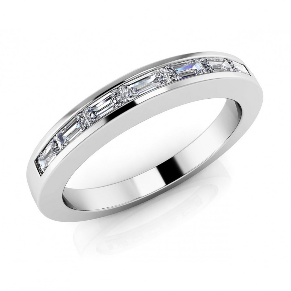 1.00 ct Ladies Baguette Cut Diamond Eternity Wedding Band Ring (Color G Clarity SI-1) in 14 Kt White Gold