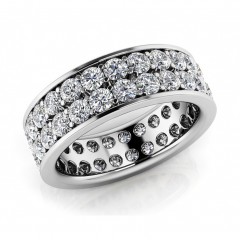 3.00 ct Ladies Round Cut Diamond Eternity Wedding Band Ring (Color G Clarity SI-1) in 14 Kt White Gold
