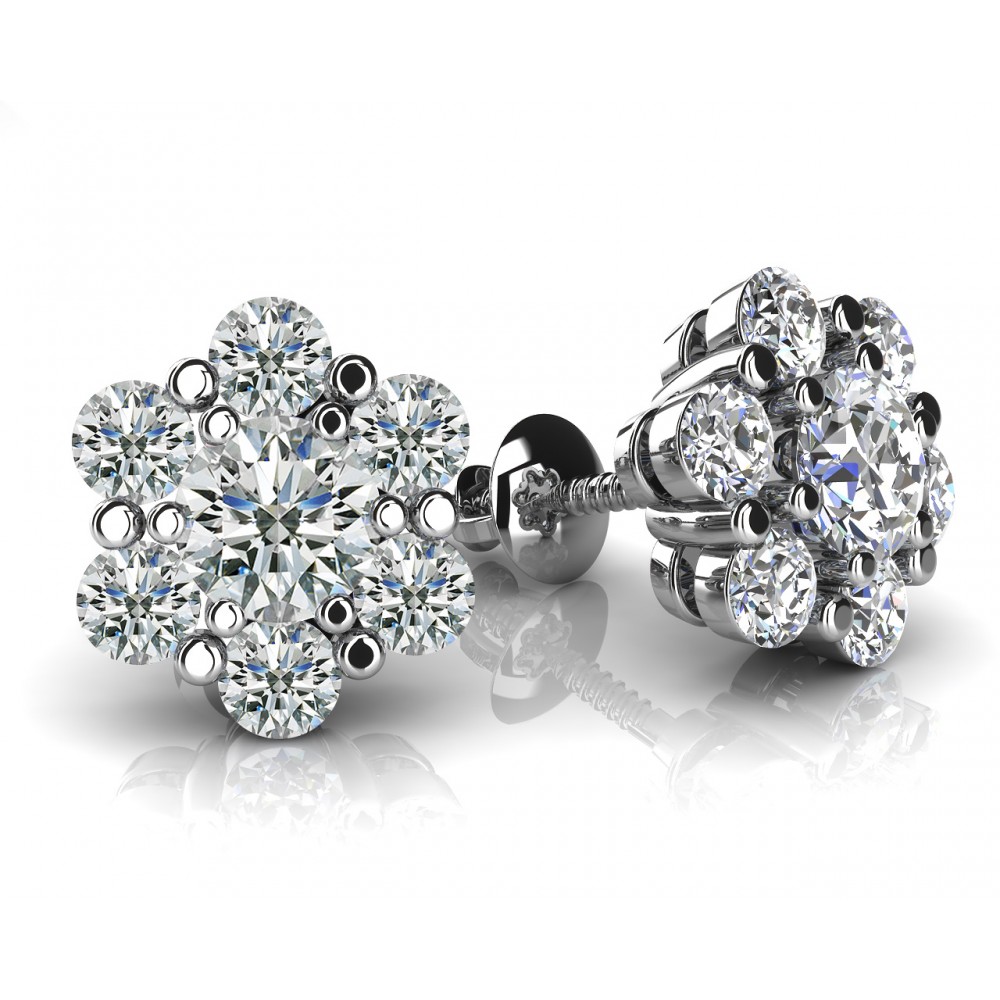 1.40 Ct Ladies Round Cut Diamond Stud Earrings in 14 karat White Gold