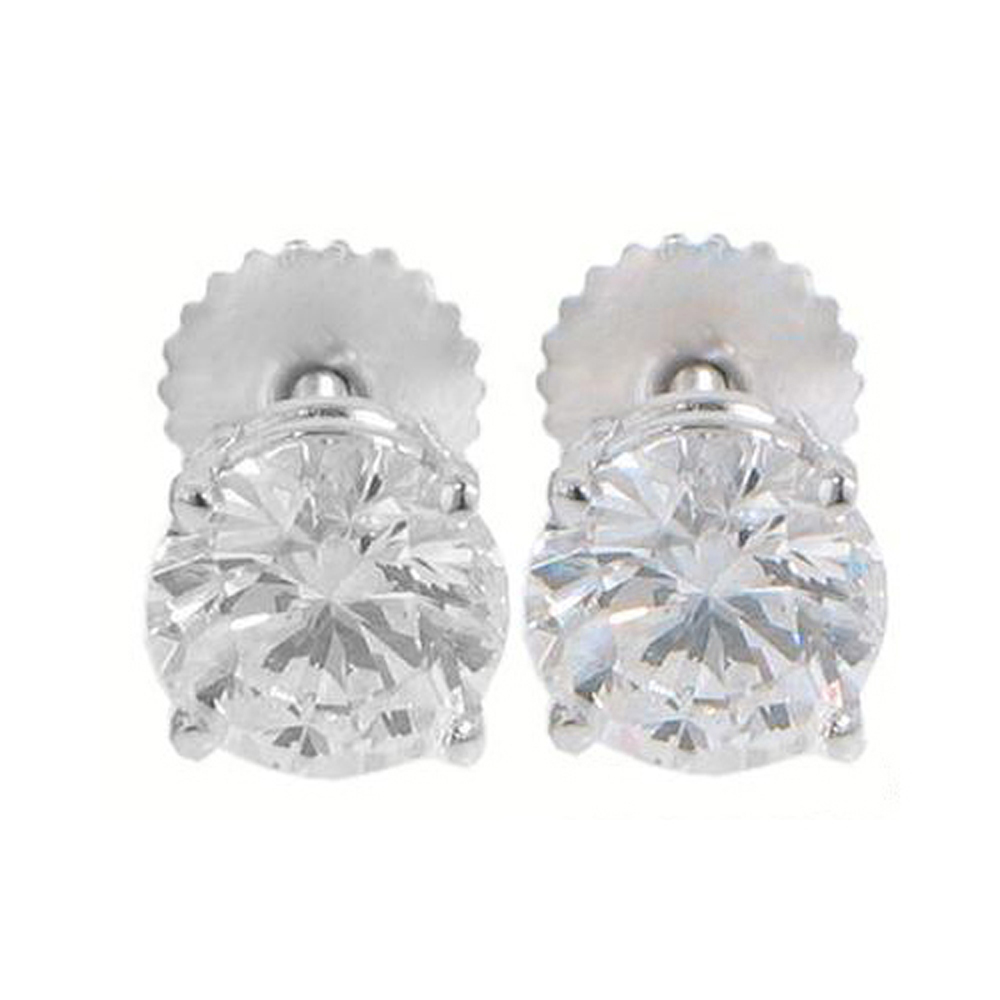 2.22ct Round Cut Diamonds Studs Earrings Gal Platinum