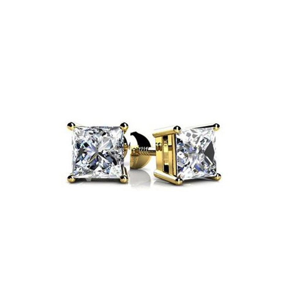 New 1.60 CT Lady's Princess Cut Diamond Stud Earrings 14KT 18KT Gold Platinum